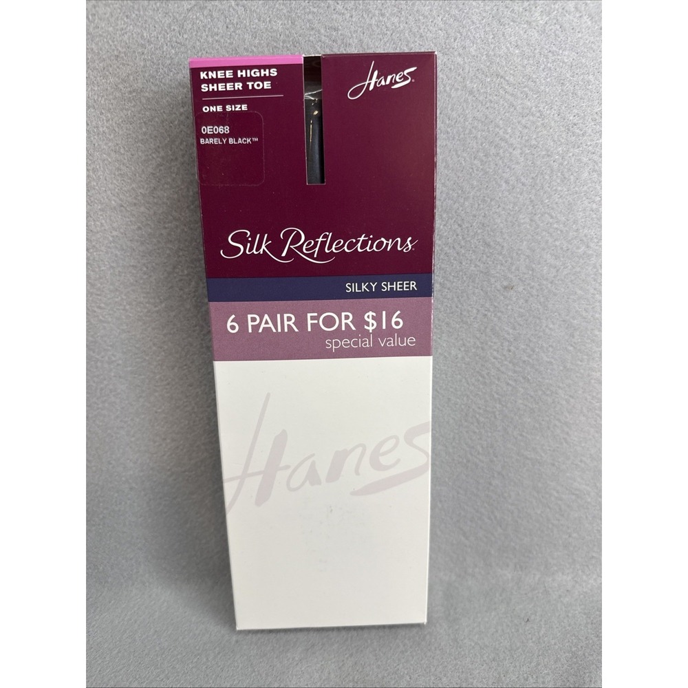 hanes silk reflections knee highs 6 Pack‎ 0E068 Barely Black P23